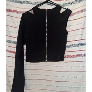 Ina Long Sleeve‎ Full Zip Crop Top - One Sleeve Black Size Small Layers